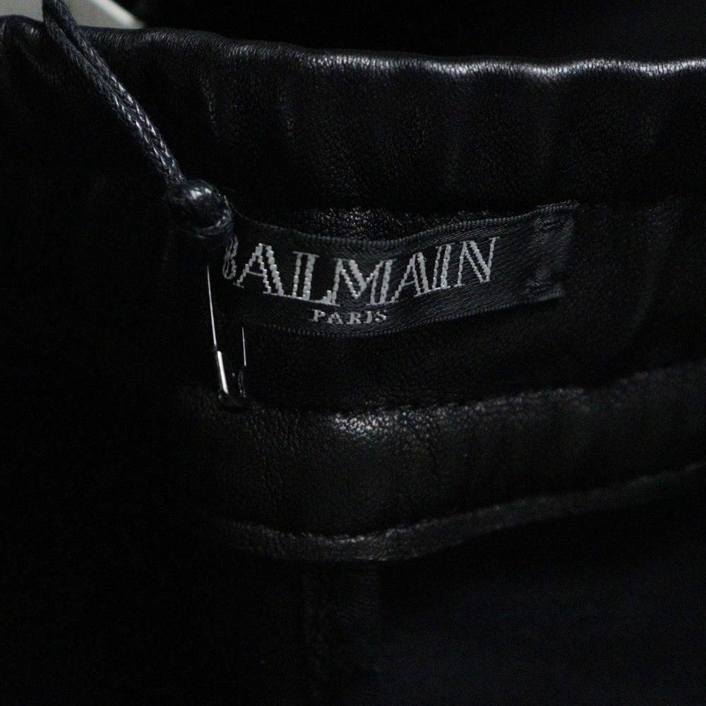 BALMAIN(バルマン) ラムスキン レザーバイカーパンツ S5HC519C869T ブラック/ホワイト/レッド