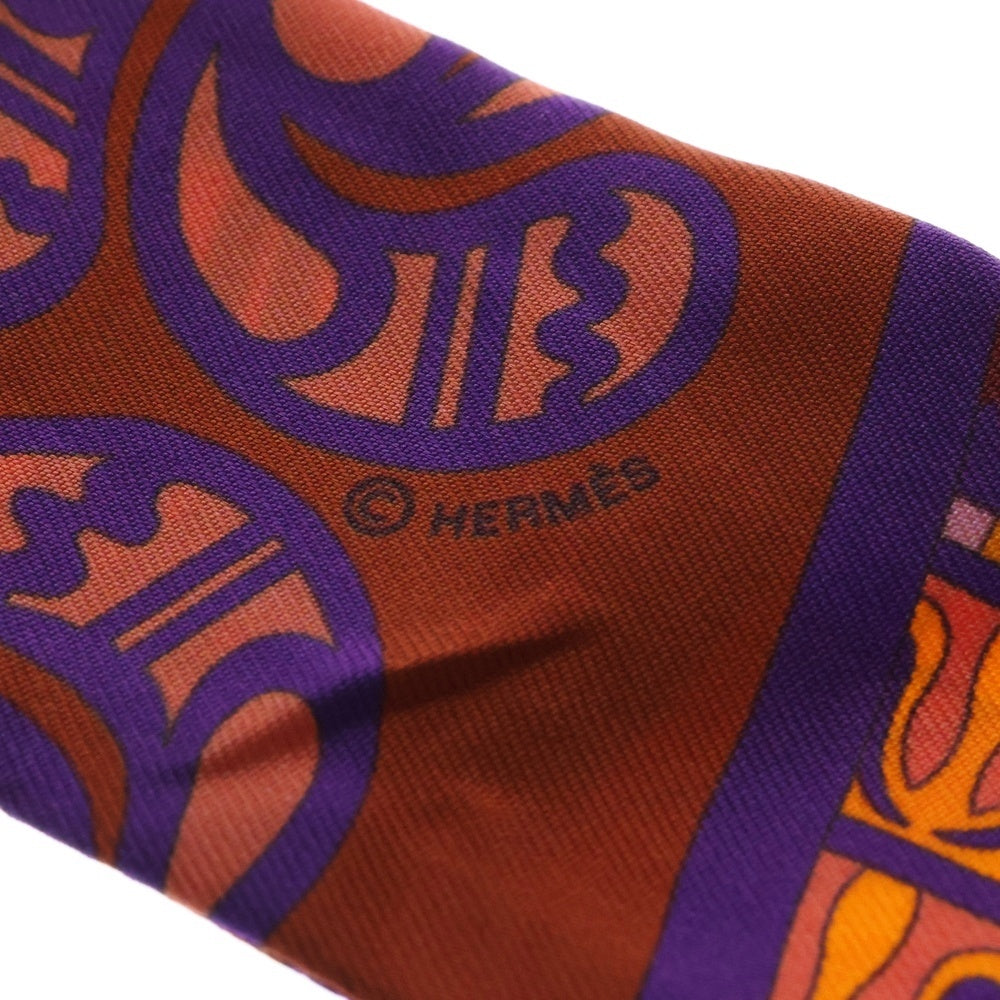HERMES(エルメス) Twilly Scarf ツイリースカーフ クレタ 幾何学 オレンジ調
