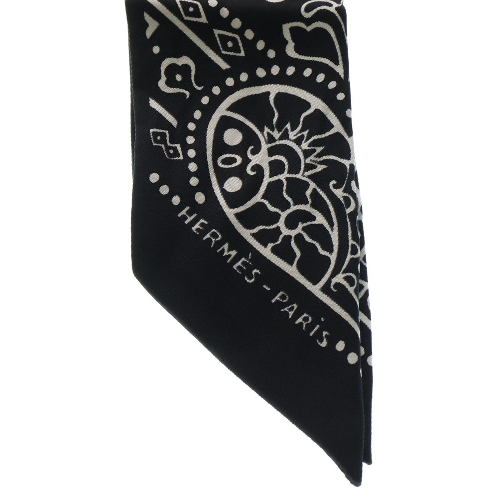 HERMES(エルメス) Twilly Scarf ENTRE CIEL ET MER ツイリースカーフ 空と海の間 ブラック/ホワイト