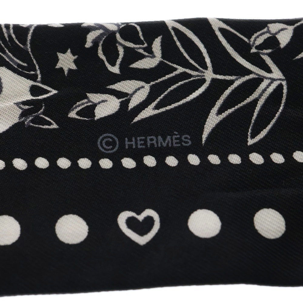 HERMES(エルメス) Twilly Scarf ENTRE CIEL ET MER ツイリースカーフ 空と海の間 ブラック/ホワイト