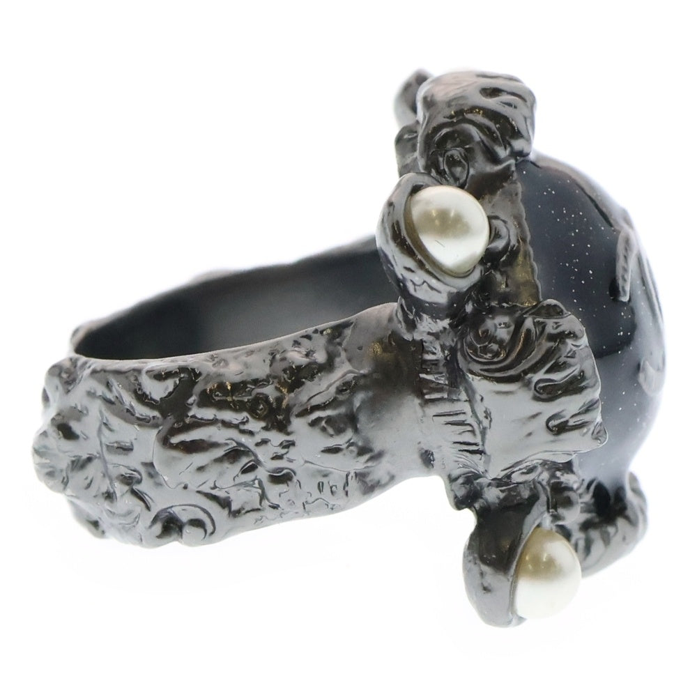 CHANEL(シャネル) CC Black Enamel Silver Tone Cocktail Ring CCロゴ ブラックエナメル シルバートーン リング A11 P ブラック/シルバー