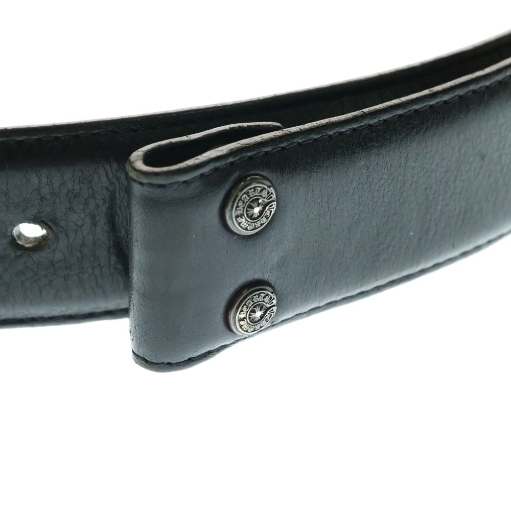 CHROME HEARTS(クロムハーツ) OLD 1.5 STRAP 1.5inch オールド スクロールレーベルリベッツ レザーベルト ブラック
