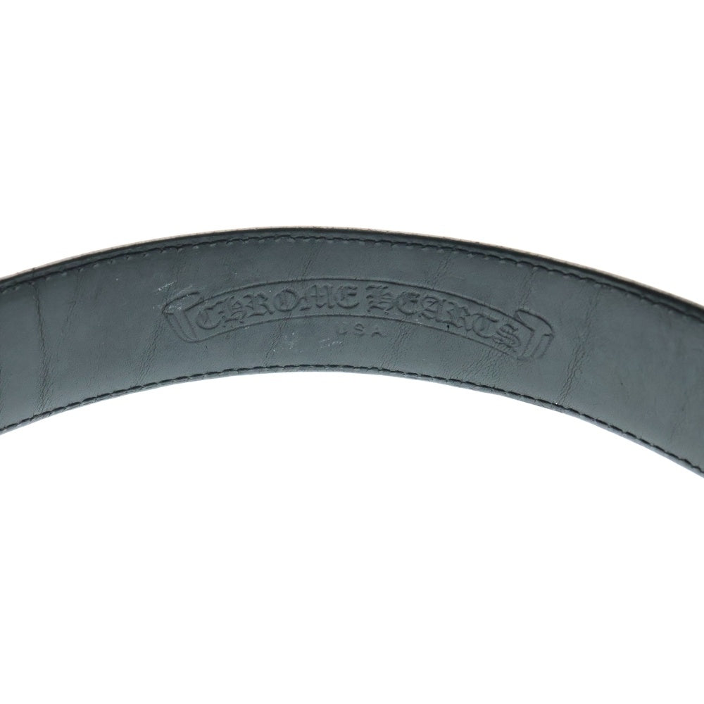CHROME HEARTS(クロムハーツ) OLD 1.5 STRAP 1.5inch オールド スクロールレーベルリベッツ レザーベルト ブラック