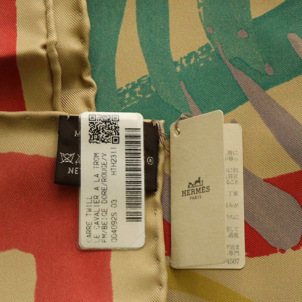 HERMES(エルメス) CARRE TWILL LE CAVALIER A LA TROMFM カレ 90 トランペットを奏でる騎士 シルクスカーフ マルチ