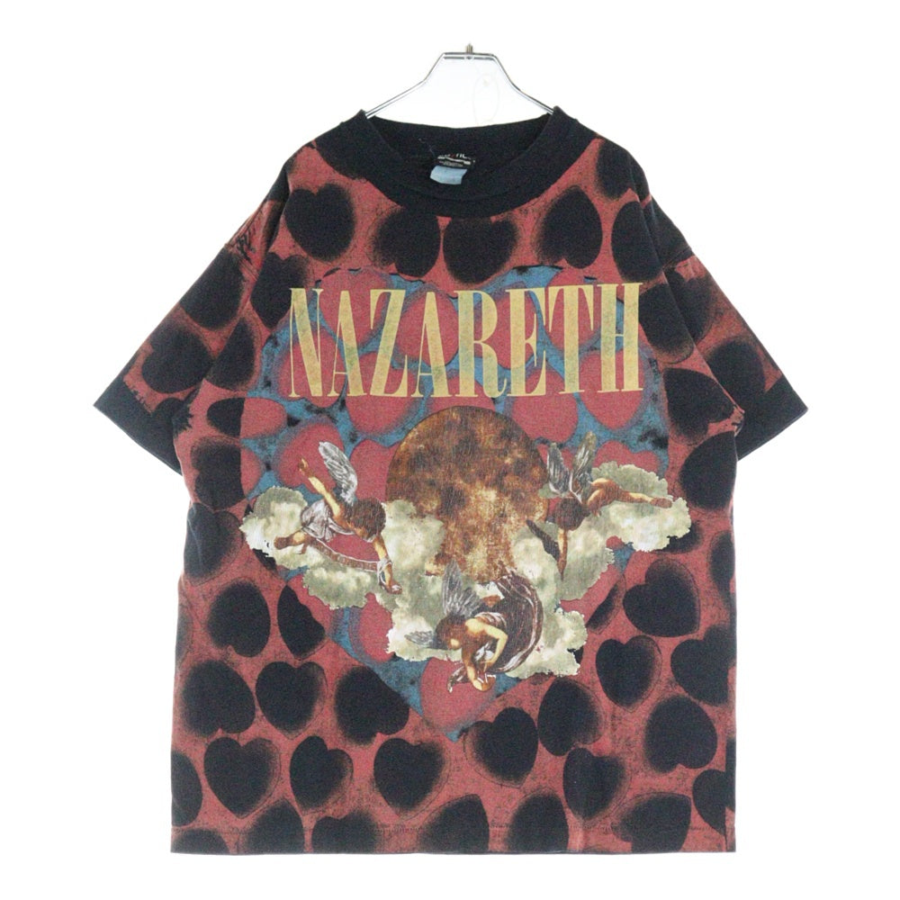 SAINT MICHAEL(セントマイケル) 21SS SS TEE heart BLACK ハートプリント総柄半袖Tシャツ SM-S21-0000-005 ブラック/レッド