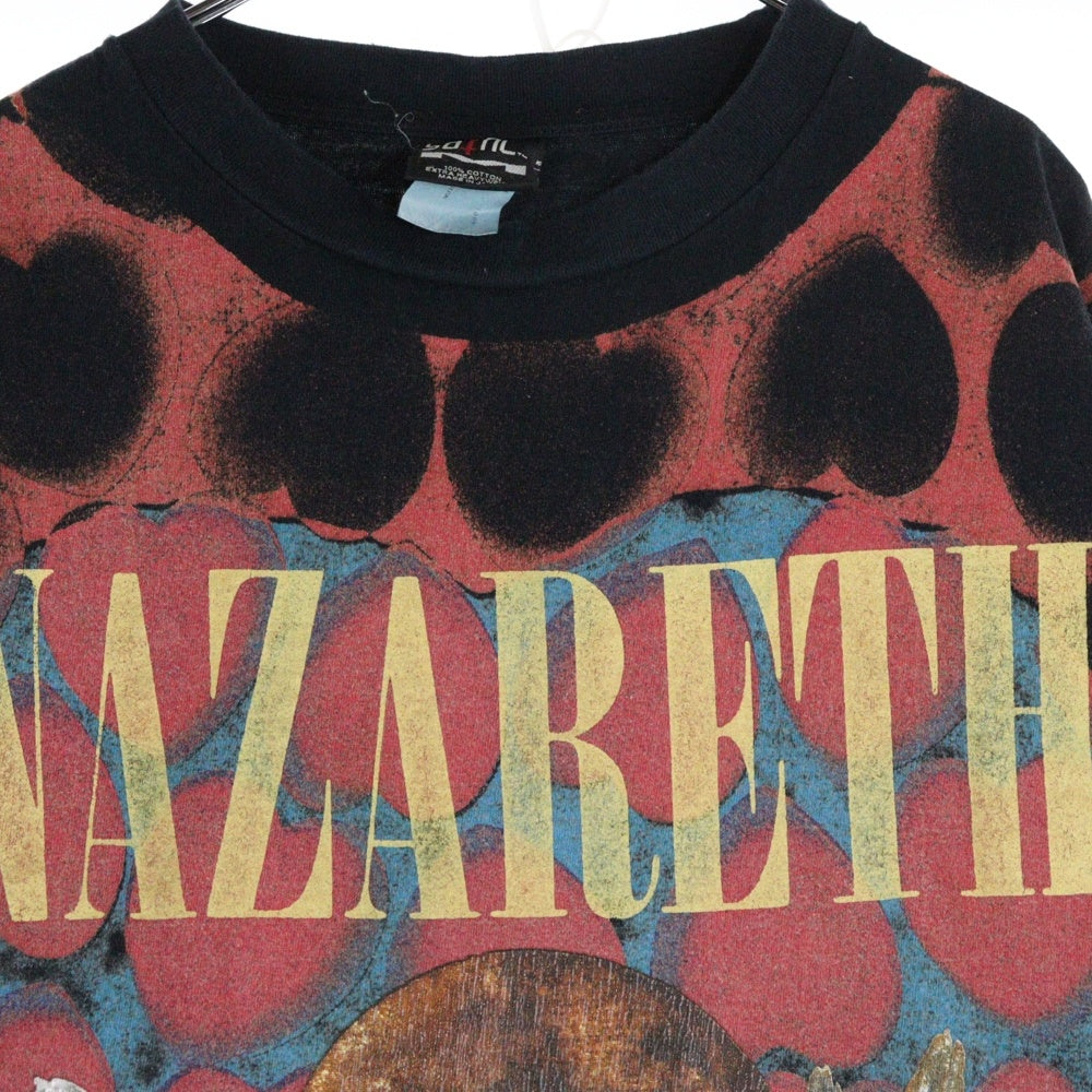 SAINT MICHAEL(セントマイケル) 21SS SS TEE heart BLACK ハートプリント総柄半袖Tシャツ SM-S21-0000-005 ブラック/レッド