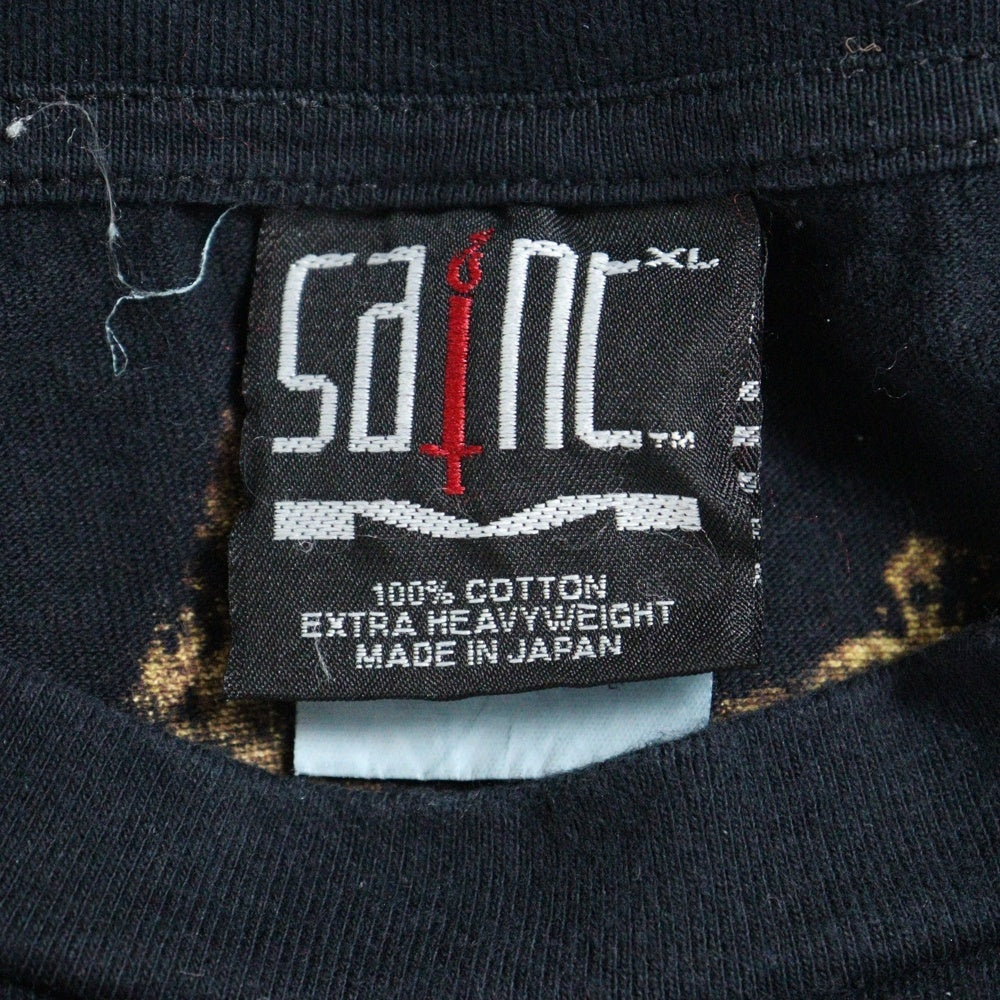 SAINT MICHAEL(セントマイケル) 21SS SS TEE heart BLACK ハートプリント総柄半袖Tシャツ SM-S21-0000-005 ブラック/レッド