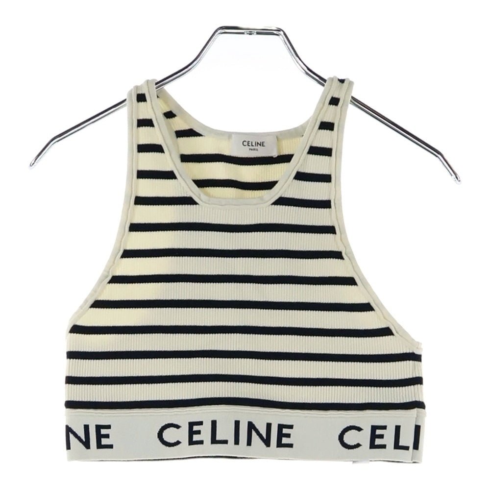 CELINE(セリーヌ) アスリートブラトップ クロップドロゴボーダーノースリーブ 2A22O372N ホワイト レディース