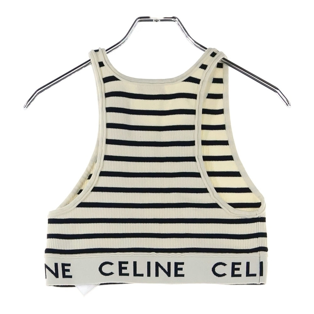 CELINE(セリーヌ) アスリートブラトップ クロップドロゴボーダーノースリーブ 2A22O372N ホワイト レディース