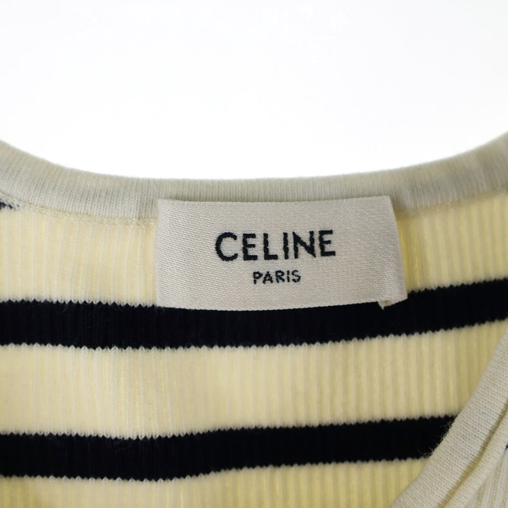 CELINE(セリーヌ) アスリートブラトップ クロップドロゴボーダーノースリーブ 2A22O372N ホワイト レディース