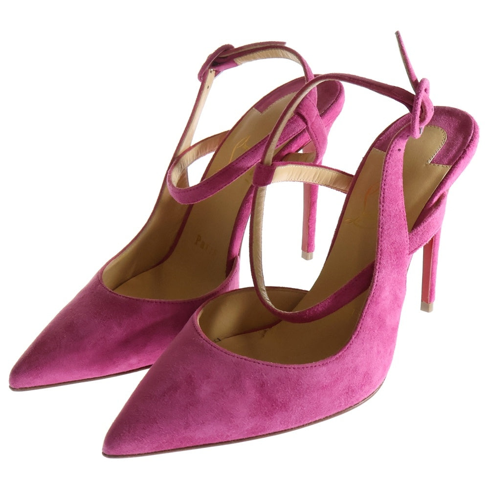 CHRISTIAN LOUBOUTIN(クリスチャンルブタン) JENLOVE スエードアンクルストラップヒールパンプス ピンク レディース