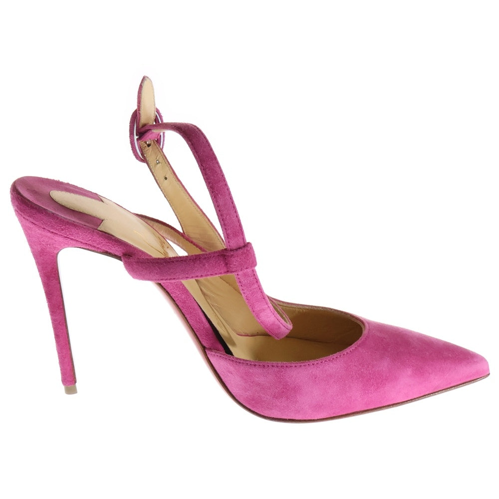 CHRISTIAN LOUBOUTIN(クリスチャンルブタン) JENLOVE スエードアンクルストラップヒールパンプス ピンク レディース