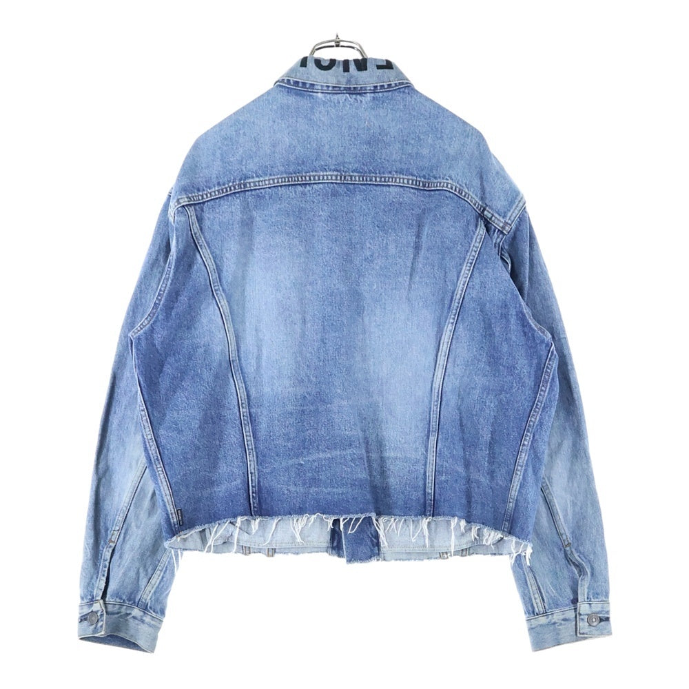 BALENCIAGA(バレンシアガ) 22AW ロゴカラーカットオフデニムジャケット 606144 TDW14 インディゴブルー レディース