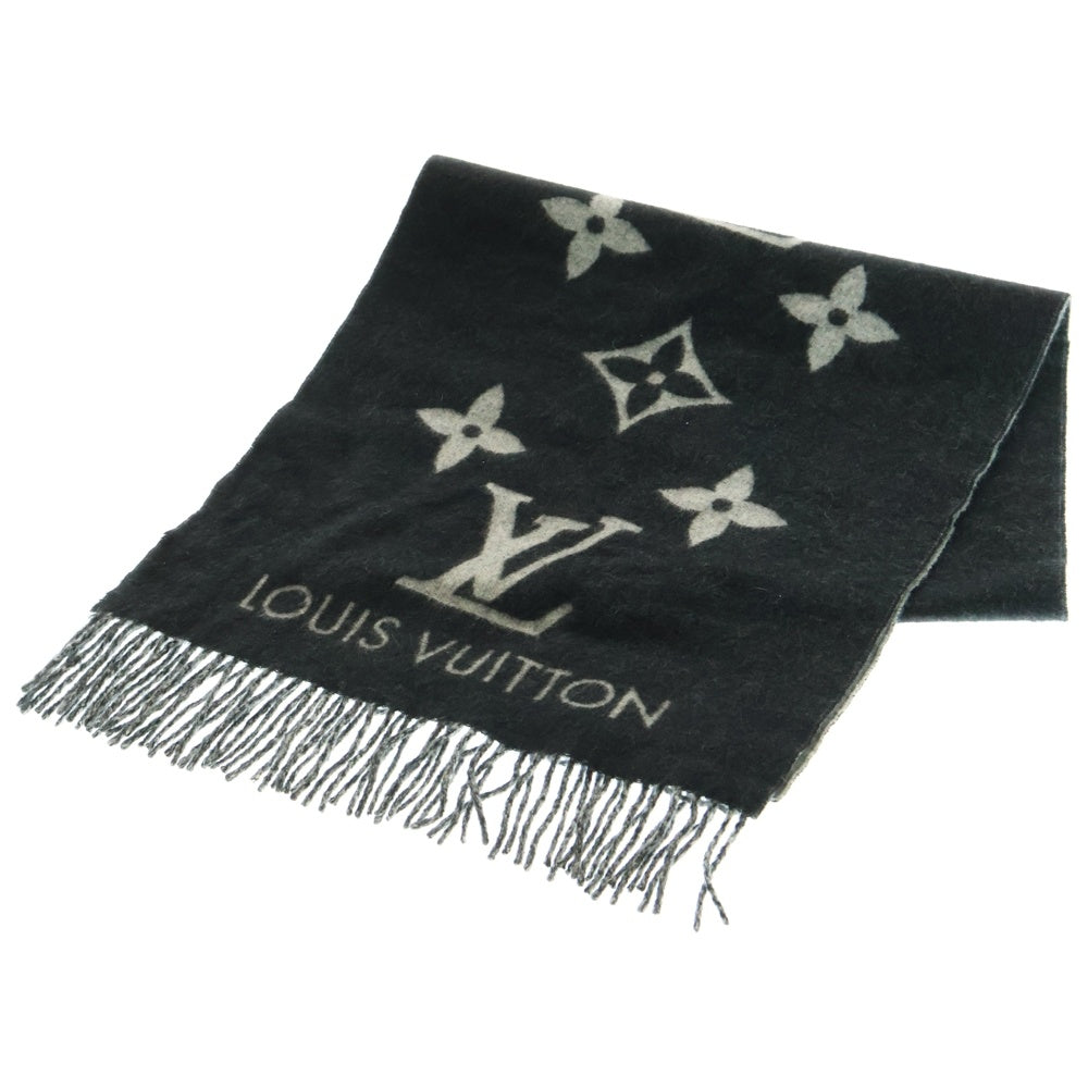 LOUIS VUITTON(ルイヴィトン) モノグラム エシャルプ・レイキャビック カシミヤマフラー M71040 ブラック/グレー