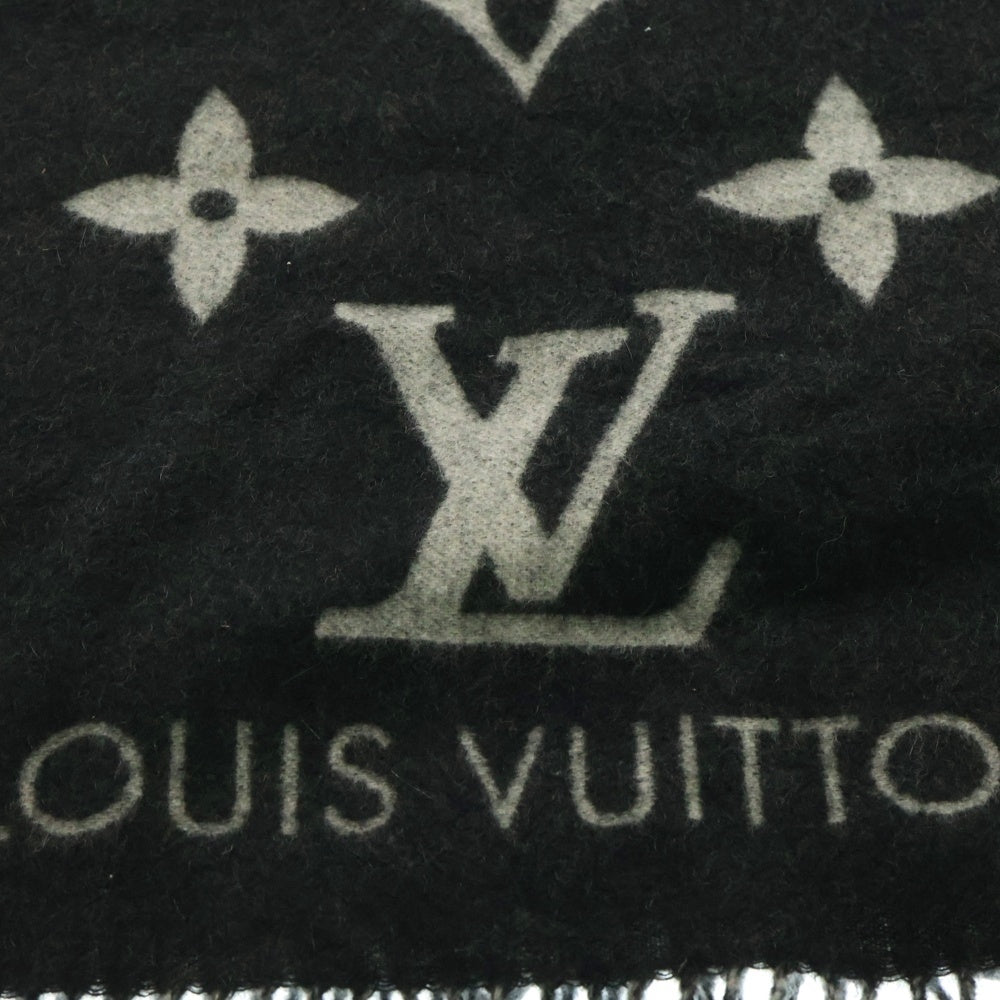 LOUIS VUITTON(ルイヴィトン) モノグラム エシャルプ・レイキャビック カシミヤマフラー M71040 ブラック/グレー