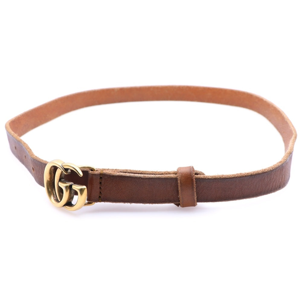 GUCCI(グッチ) GGマーモント ロゴバックル レザースリムベルト 409417 ブラウン レディース
