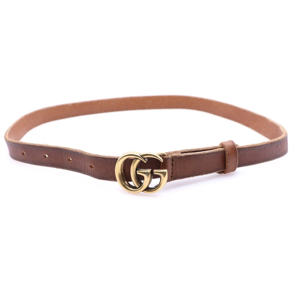 GUCCI(グッチ) GGマーモント ロゴバックル レザースリムベルト 409417 ブラウン レディース