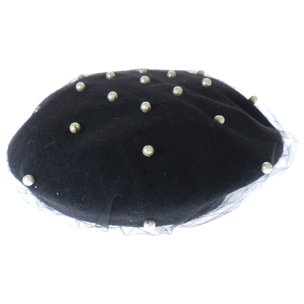 CA4LA(カシラ) パールチュール付きベレー帽 帽子 KTZ01969 ブラック レディース