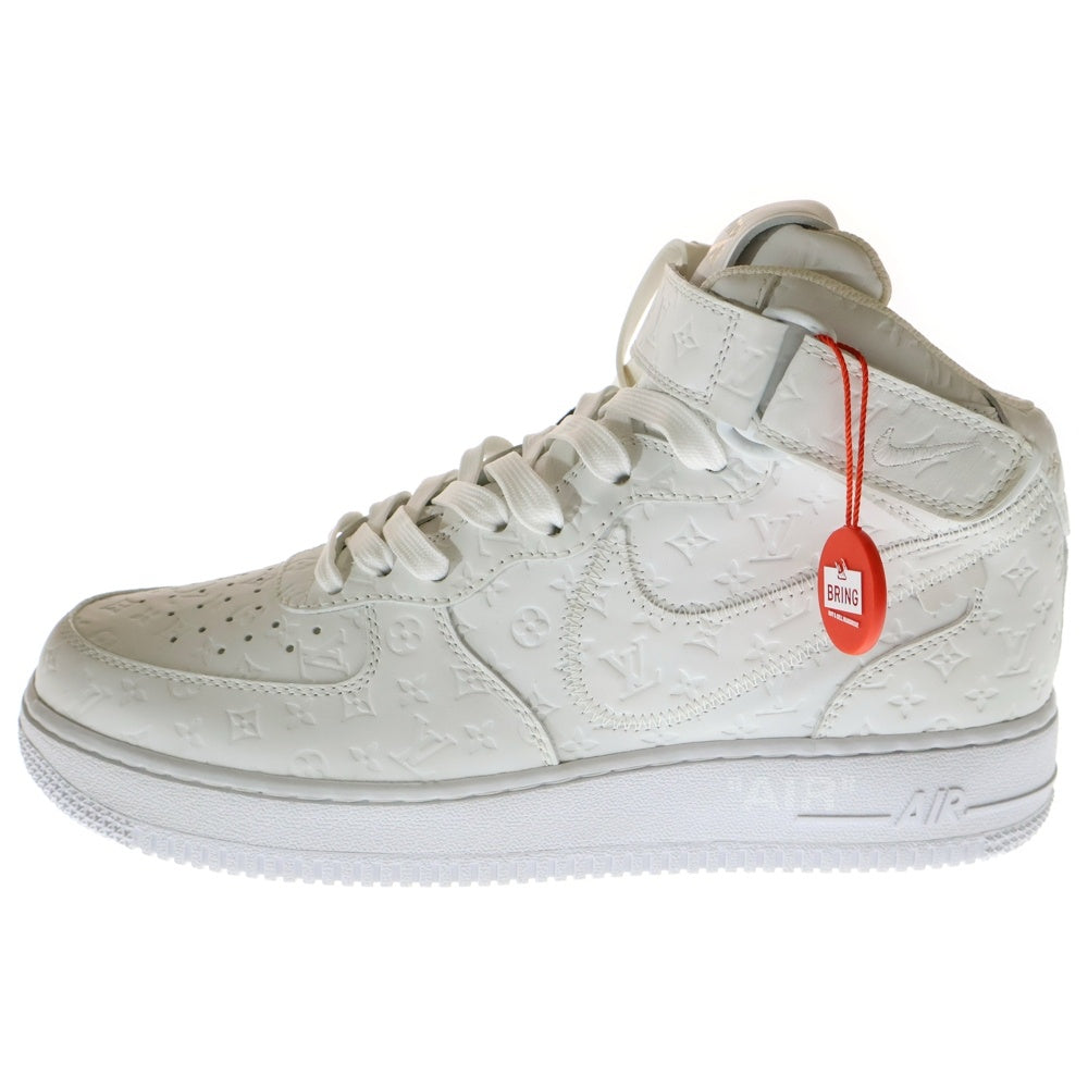 NIKE(ナイキ) × LOUIS VUITTON AIR FORCE 1 MID 1AQV90 モノグラムレザーミッドカットスニーカー シューズ ホワイト US8.5/26.5cm