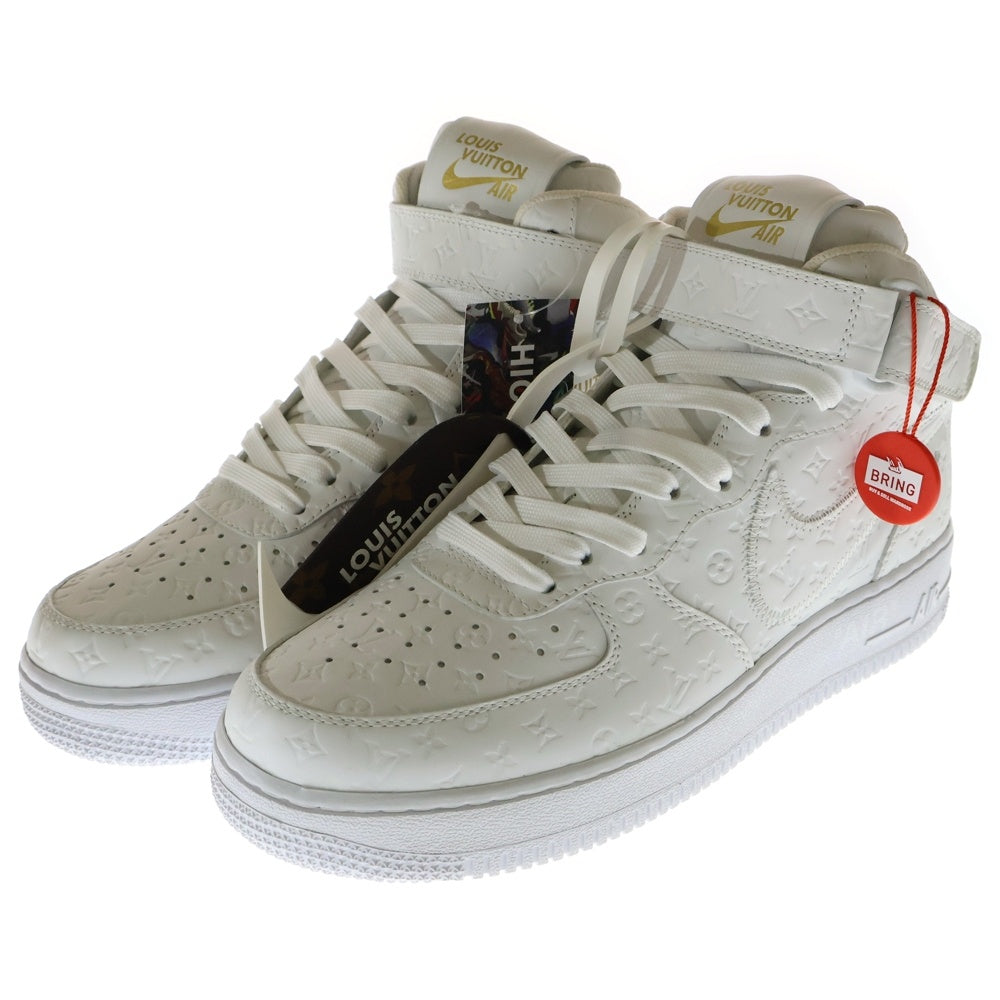 NIKE(ナイキ) × LOUIS VUITTON AIR FORCE 1 MID 1AQV90 モノグラムレザーミッドカットスニーカー シューズ ホワイト US8.5/26.5cm