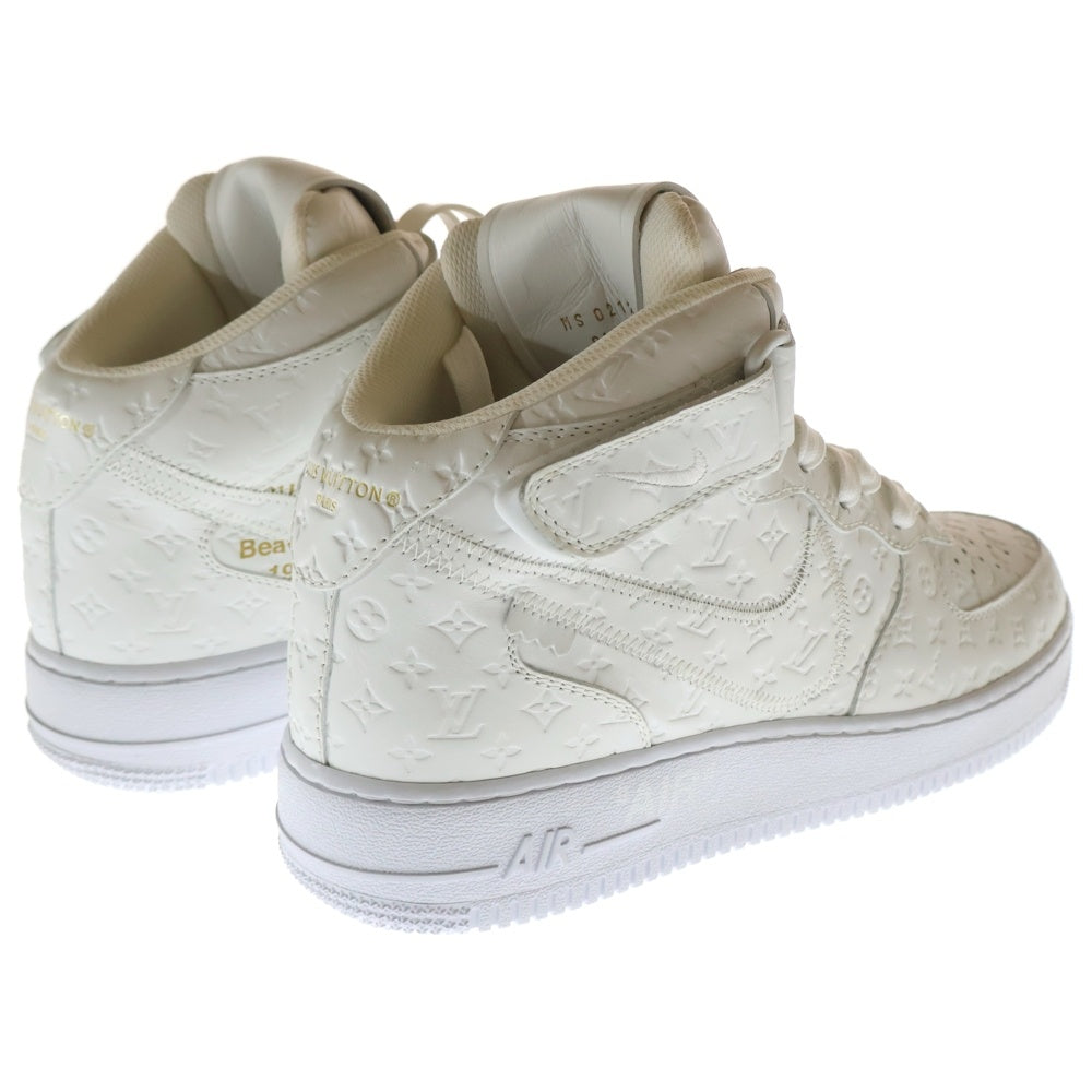 NIKE(ナイキ) × LOUIS VUITTON AIR FORCE 1 MID 1AQV90 モノグラムレザーミッドカットスニーカー シューズ ホワイト US8.5/26.5cm