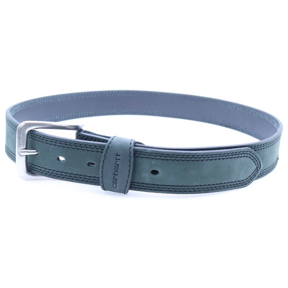 CARHARTT(カーハート) Leather Triple Stitch Belt Logo Buckle WB5507-M レザーベルト ロゴ刻印 バックル ブラック