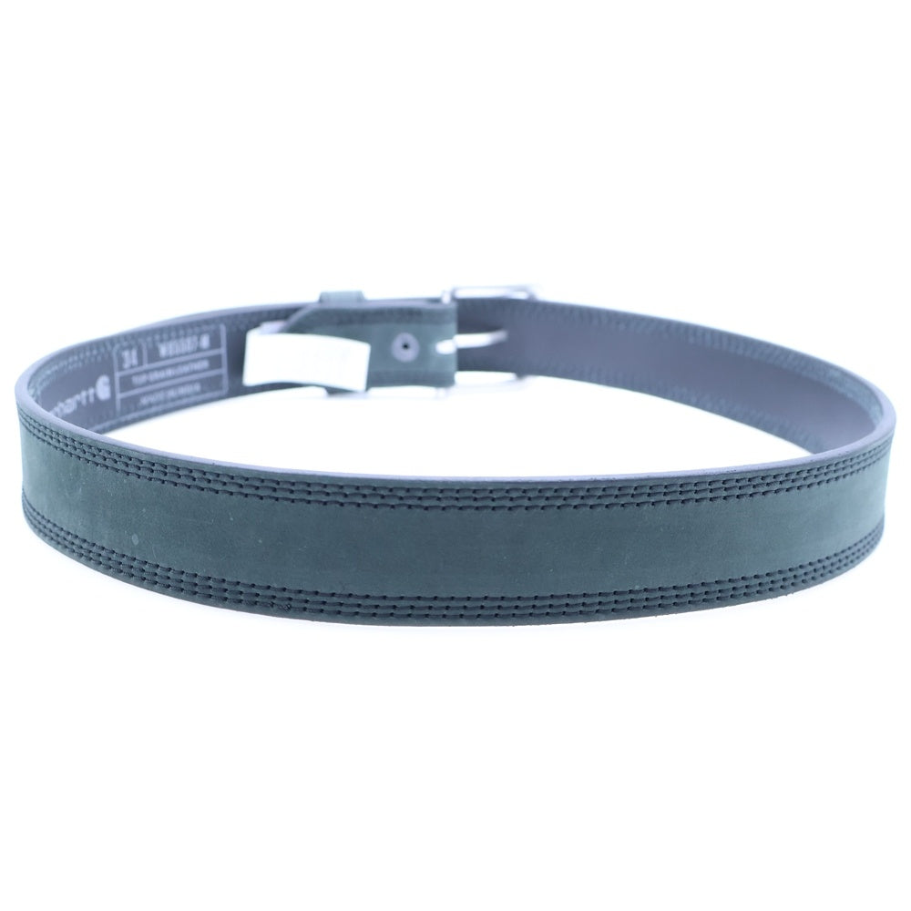 CARHARTT(カーハート) Leather Triple Stitch Belt Logo Buckle WB5507-M レザーベルト ロゴ刻印 バックル ブラック