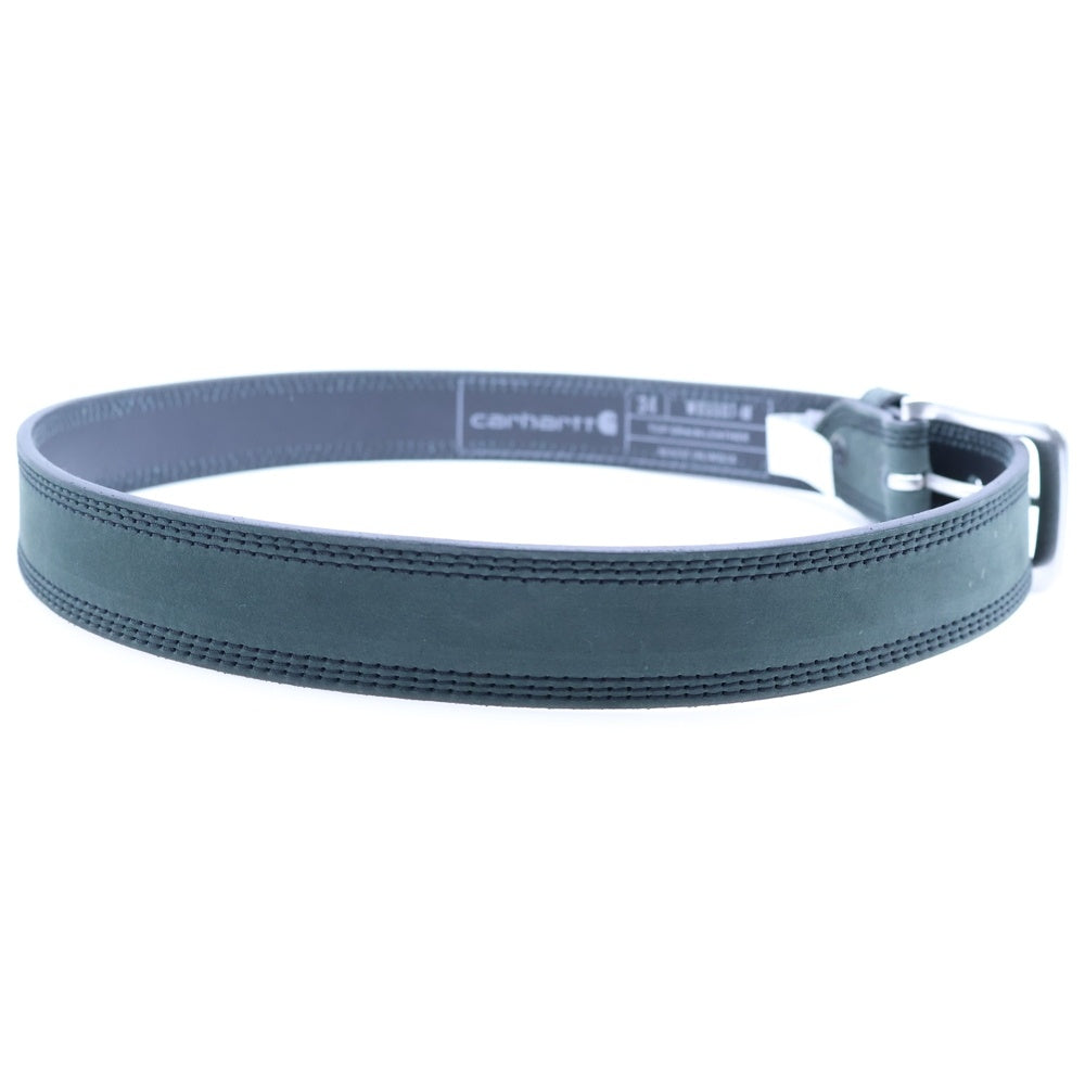 CARHARTT(カーハート) Leather Triple Stitch Belt Logo Buckle WB5507-M レザーベルト ロゴ刻印 バックル ブラック