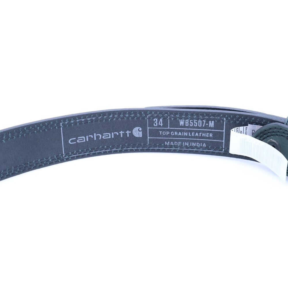 CARHARTT(カーハート) Leather Triple Stitch Belt Logo Buckle WB5507-M レザーベルト ロゴ刻印 バックル ブラック