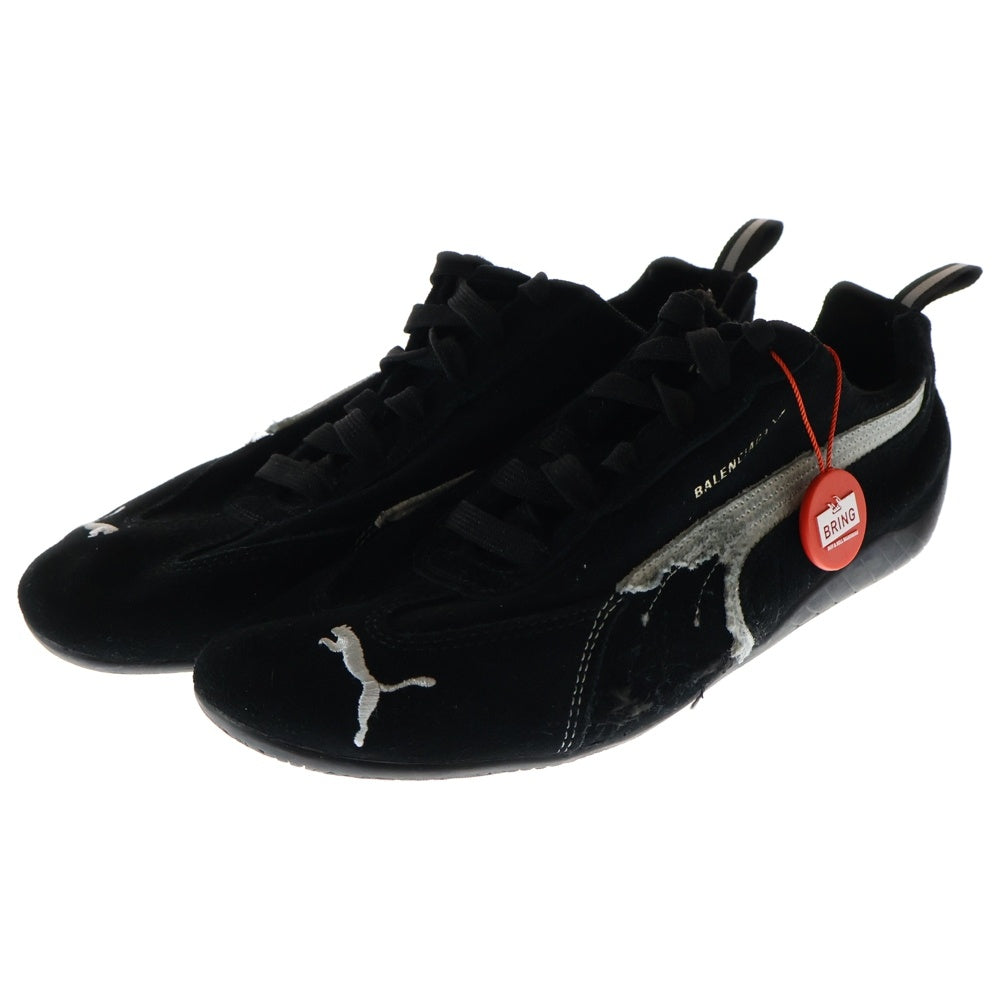 BALENCIAGA(バレンシアガ) ×puma speedcat 406519-02 プーマ スピードキャット デストロイ加工 スエードスニーカーローカット US7.5/25.5cm ブラック