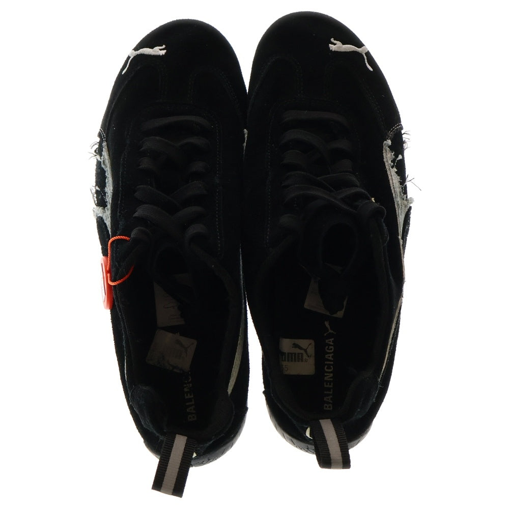 BALENCIAGA(バレンシアガ) ×puma speedcat 406519-02 プーマ スピードキャット デストロイ加工 スエードスニーカーローカット US7.5/25.5cm ブラック