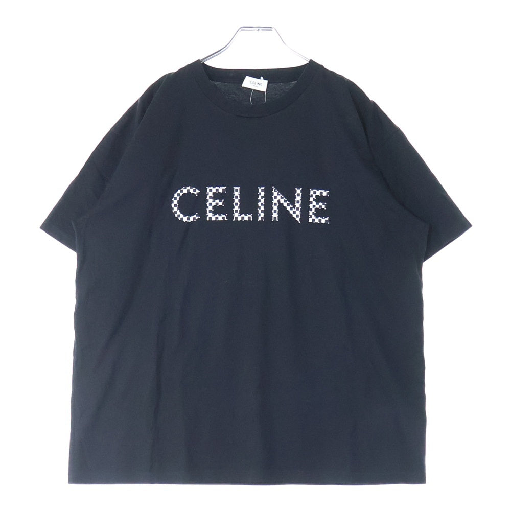 CELINE(セリーヌ) 21AW Loose T-Shirt With Studs スタッズロゴルーズ半袖Tシャツ カットソー 2X800501F ブラック