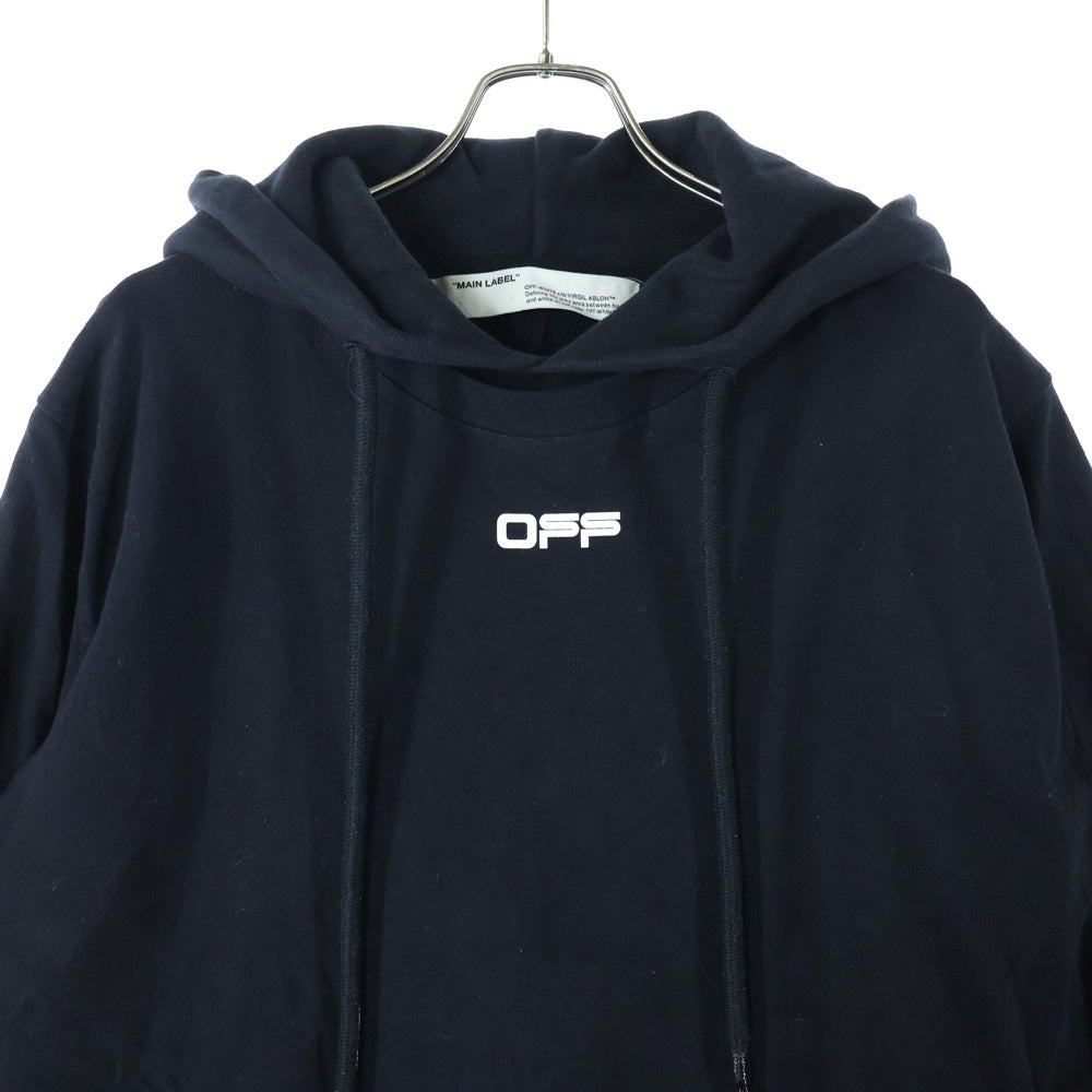 OFF-WHITE(オフホワイト) AIRPORT TAPE DOUBLE TEE HOODI OMAB033S20185003 エアポート テープ ダブル ティー プルオーバーフーディー パーカー ブラック