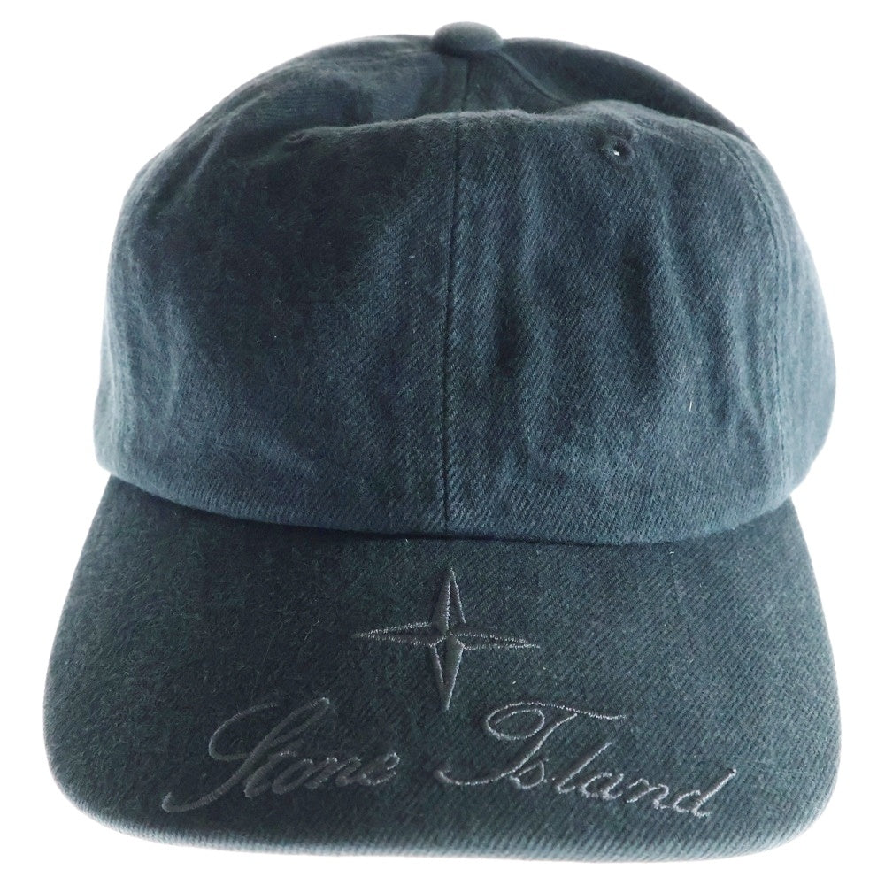 SUPREME(シュプリーム) 23AW ×STONE ISLAND Denim 6-Panel Cap ストーンアイランド デニム ロゴ刺繍 キャップ 帽子 ブラック
