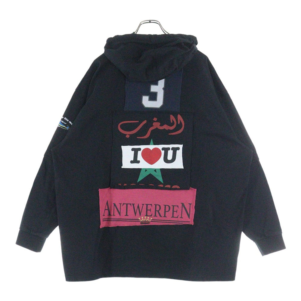 VETEMENTS(ヴェトモン) 18AW Patchwork Hoodie UAH19TR331 パッチワーク スウェットパーカー フーディー ブラック