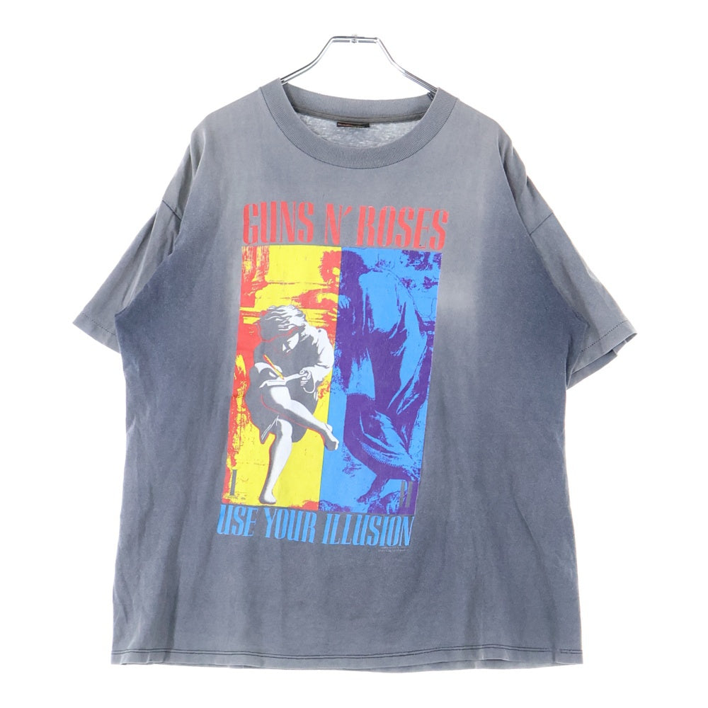 VINTAGE(ヴィンテージ) 90s GUNS N ROSES Use Your Illusion ガンズアンドローゼズ 両面プリント 半袖Tシャツ カットソー グレー