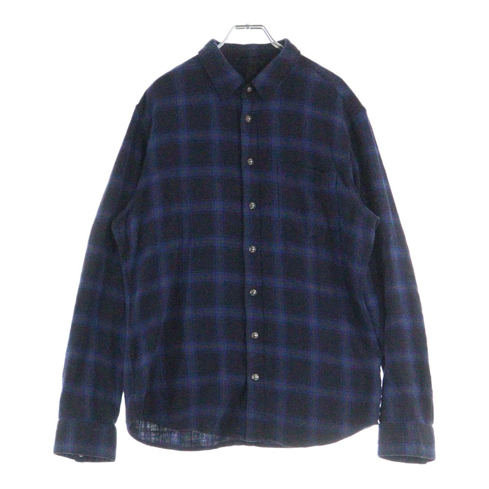 CHROME HEARTS(クロムハーツ) LOOSE END ルーズエンド 袖クロスパッチ付チェックシャツ ブルー