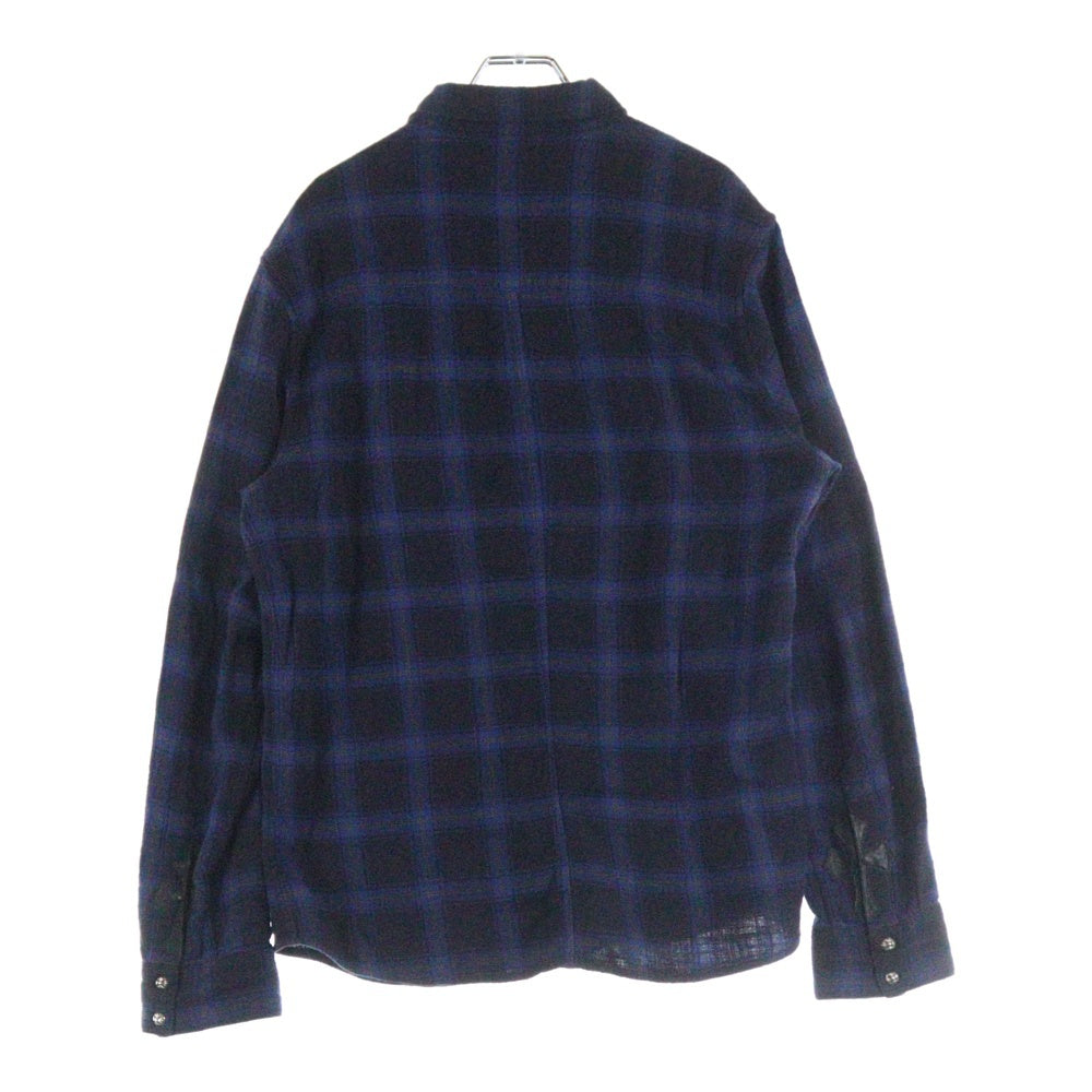 CHROME HEARTS(クロムハーツ) LOOSE END ルーズエンド 袖クロスパッチ付チェックシャツ ブルー