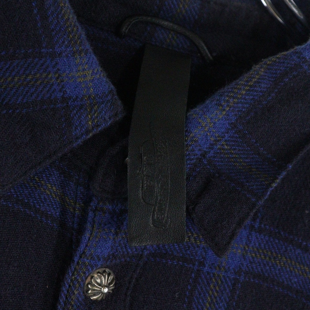 CHROME HEARTS(クロムハーツ) LOOSE END ルーズエンド 袖クロスパッチ付チェックシャツ ブルー