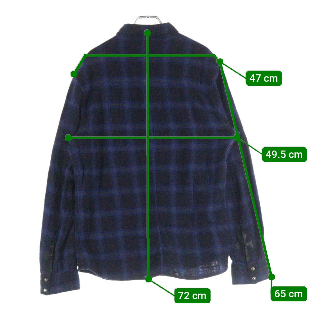 CHROME HEARTS(クロムハーツ) LOOSE END ルーズエンド 袖クロスパッチ付チェックシャツ ブルー