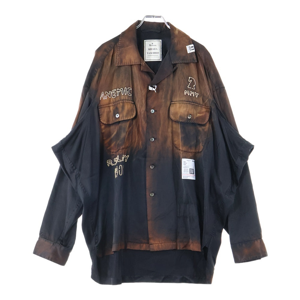 MAISON MIHARAYASUHIRO(メゾンミハラヤスヒロ) 23AW Bleached CR Shirts ブリーチドオーバーサイズ長袖シャツ J11SH071 ブラウン/ブラック