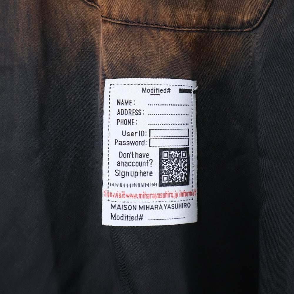 MAISON MIHARAYASUHIRO(メゾンミハラヤスヒロ) 23AW Bleached CR Shirts ブリーチドオーバーサイズ長袖シャツ J11SH071 ブラウン/ブラック