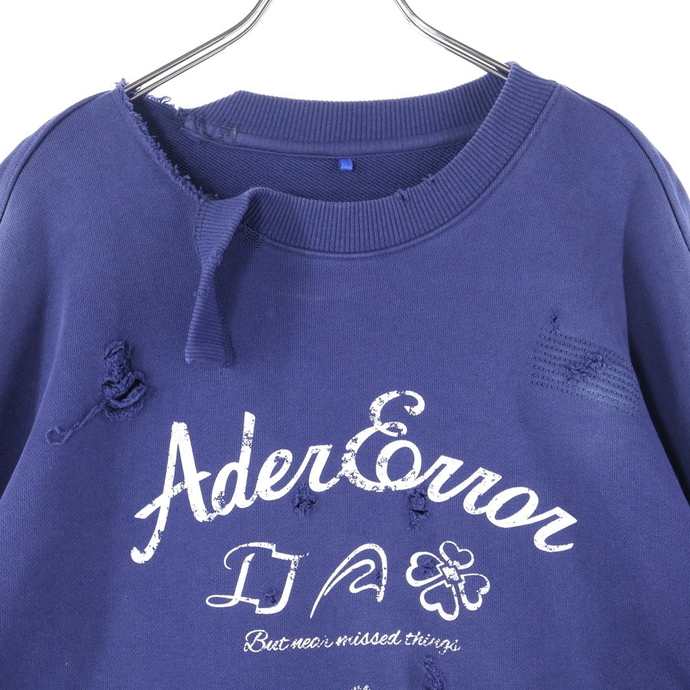 ADER ERROR(アーダーエラー) 23SS ダメージ加工リメイクスウェットトレーナー BMADSSSW0102NV3 ネイビー