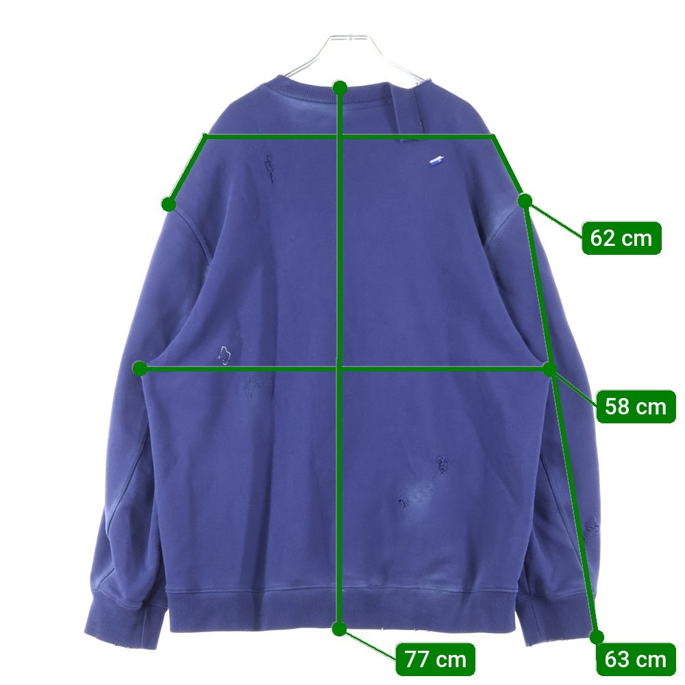 ADER ERROR(アーダーエラー) 23SS ダメージ加工リメイクスウェットトレーナー BMADSSSW0102NV3 ネイビー