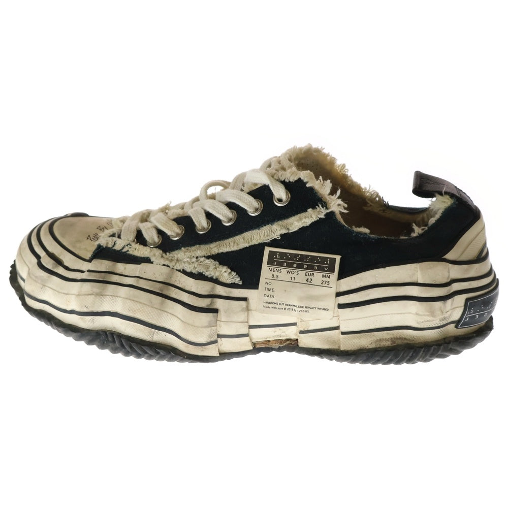 NO BRAND(ノーブランド) VESSEL XVESSEL LOWS BLACK SUEDE ヴェセル 再構築ダメージ加工ローカットスニーカー ブラック/ホワイト