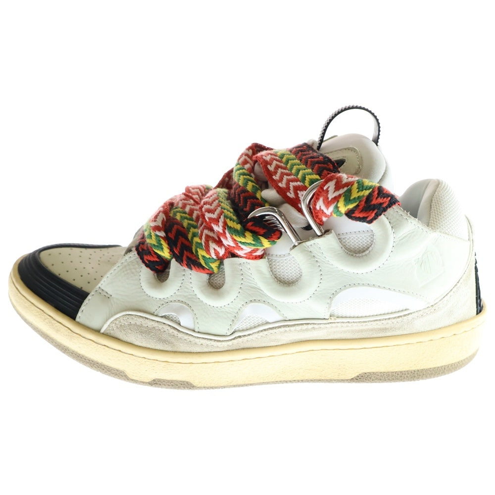 LANVIN(ランバン) LEATHER CURB ヴィンテージ加工 レザーカーブ ローカットスニーカー FM-SKRK11-DEST-A23 ホワイト