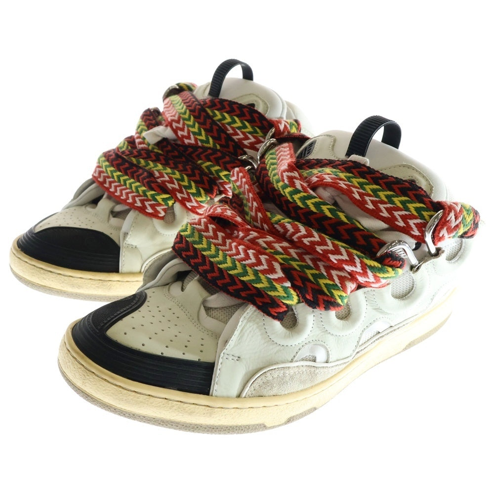 LANVIN(ランバン) LEATHER CURB ヴィンテージ加工 レザーカーブ ローカットスニーカー FM-SKRK11-DEST-A23 ホワイト