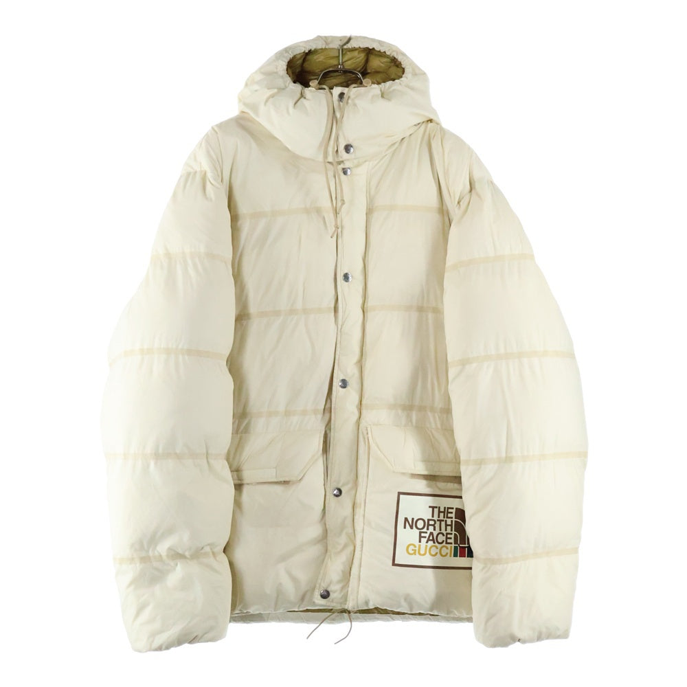 GUCCI(グッチ) 21AW×THE NORTH FACE ノースフェイス ロゴワッペンダウンジャケット 663753 XAAC0 ベージュ/アイボリー