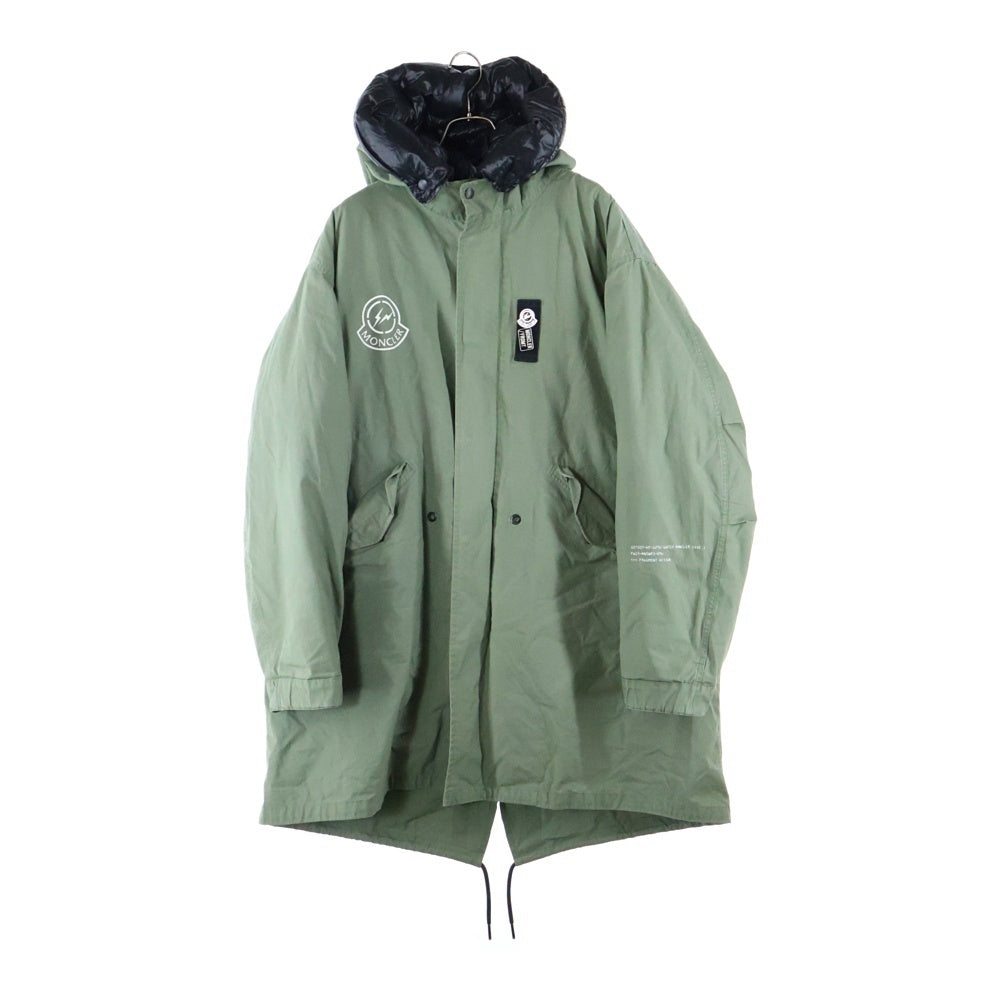 MONCLER GENIUS(モンクレール ジーニアス) 20AW×FRAGMENT FULCRUM GIUBBOTTO フラグメント チェッカーテープフーデッドダウンジャケット モッズコート E209U4270250 54A3W カーキ
