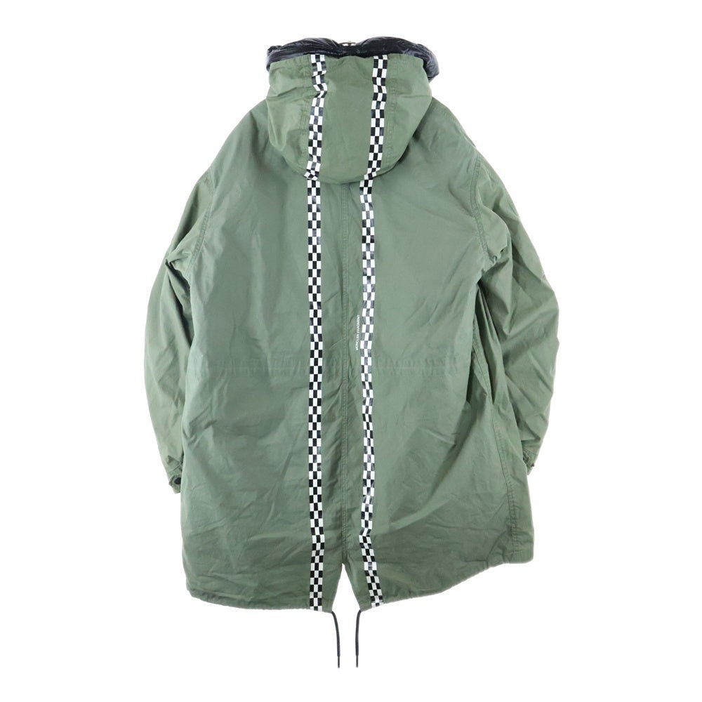 MONCLER GENIUS(モンクレール ジーニアス) 20AW×FRAGMENT FULCRUM GIUBBOTTO フラグメント チェッカーテープフーデッドダウンジャケット モッズコート E209U4270250 54A3W カーキ